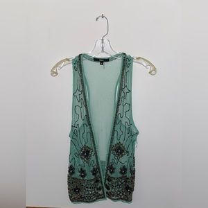 Green and black beaded vest, size S